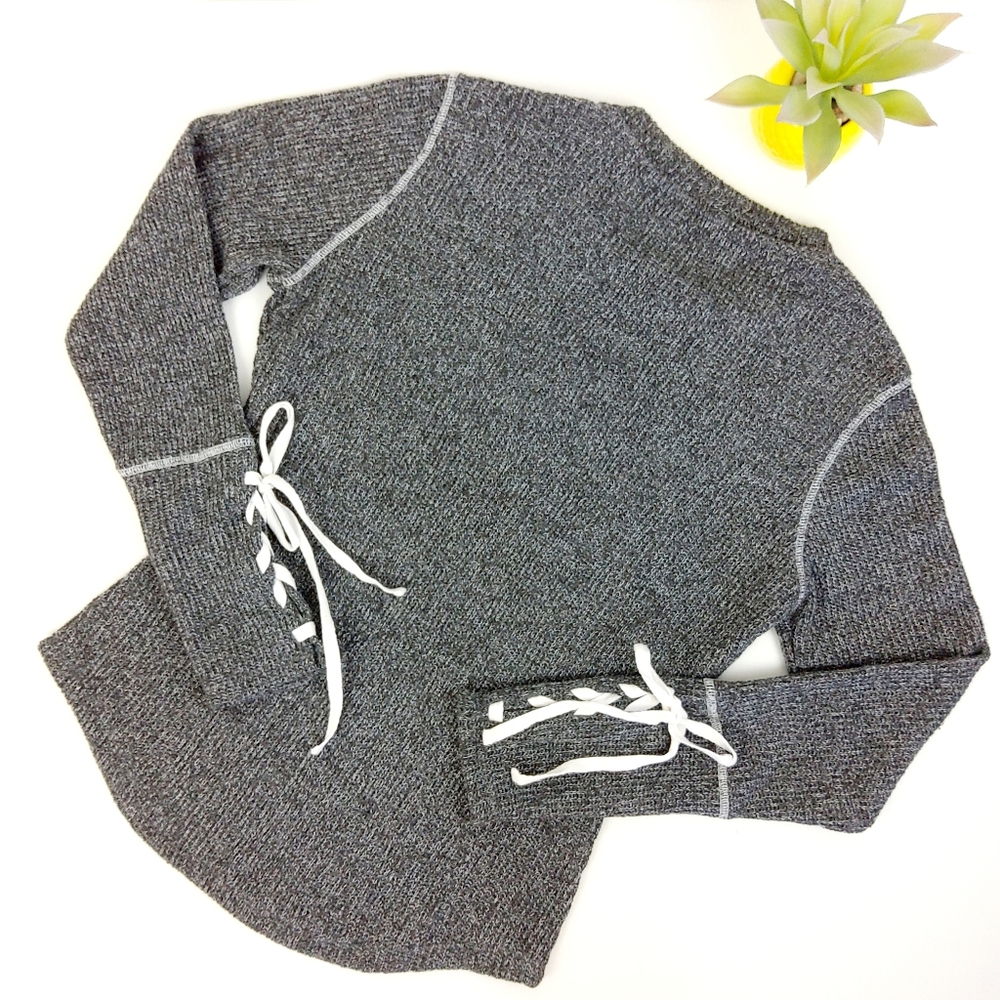 Avon Heathered Grey Tie Sweater Size Medium View 2